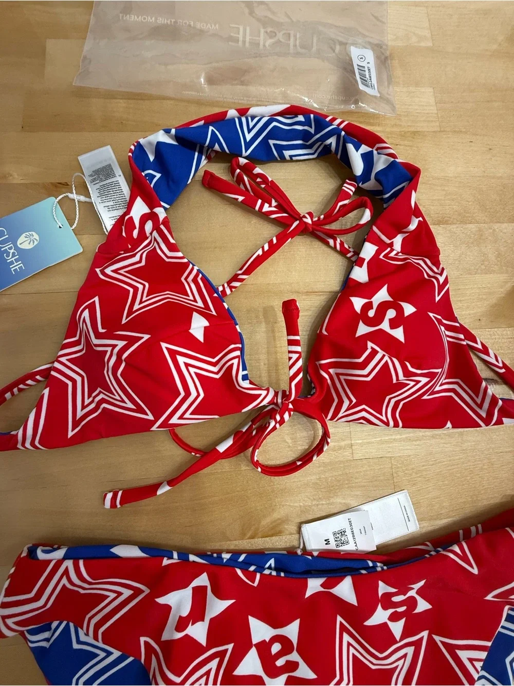 Cupshe Red, White and Blue Reversible Bikini NEW - Picture 7 of 10